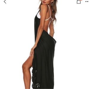 BLACK SCALLOP EDGE WRAP SWIMSUIT COVER
